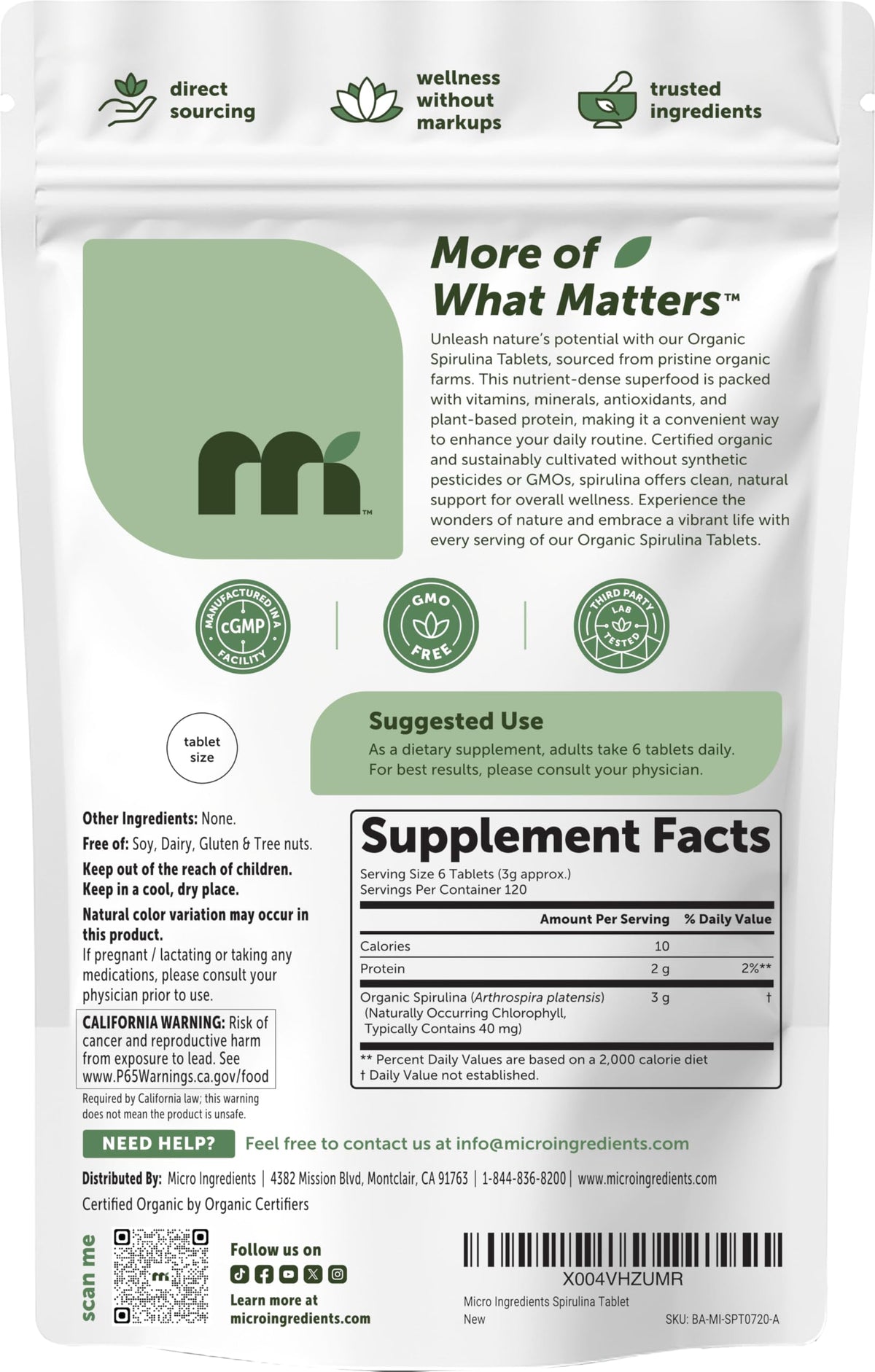 Filler free and gluten free plant based protein supplement bottle side profile