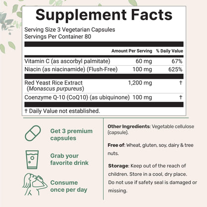 Micro Ingredients Red Yeast Rice 1200mg supplement facts label