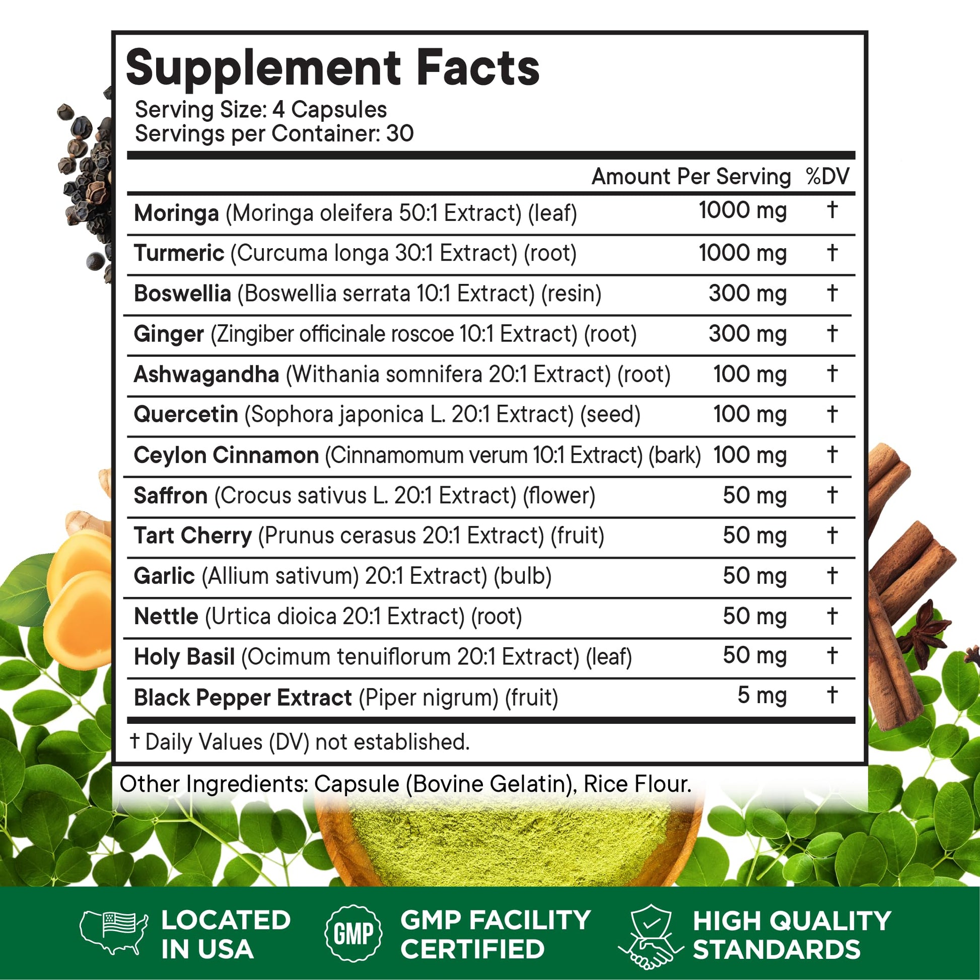 Superfood MD joint supplement capsules label showing ingredients