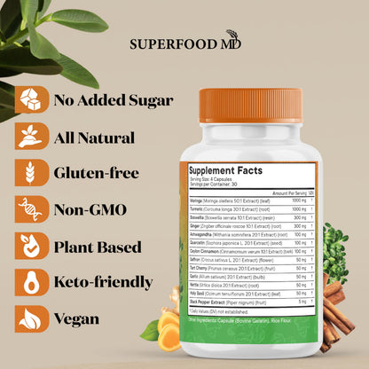Superfood MD joint support dietary supplement nutritional facts label
