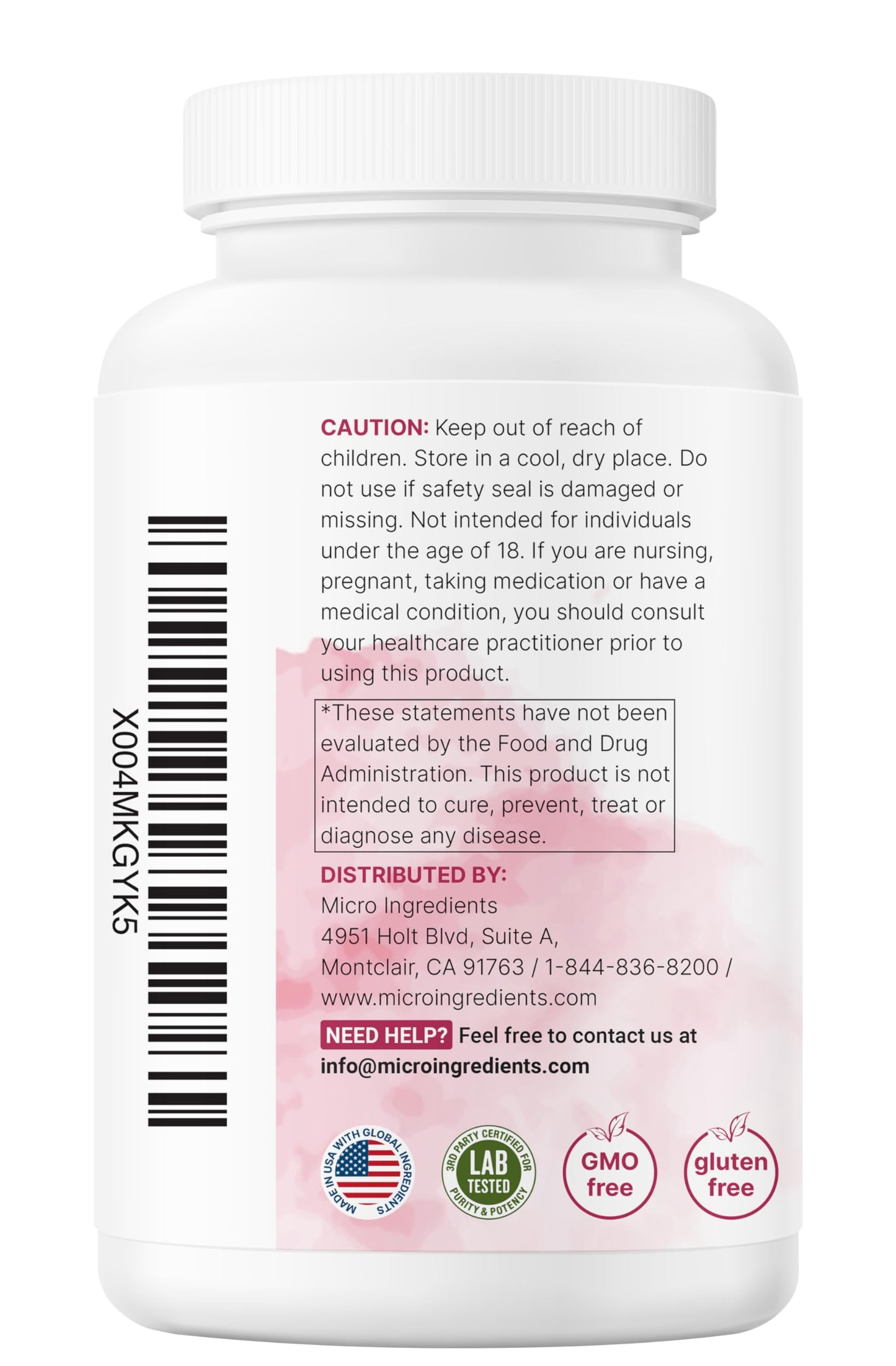 Micro Ingredients Pure D-Mannose 240 capsules top lid view