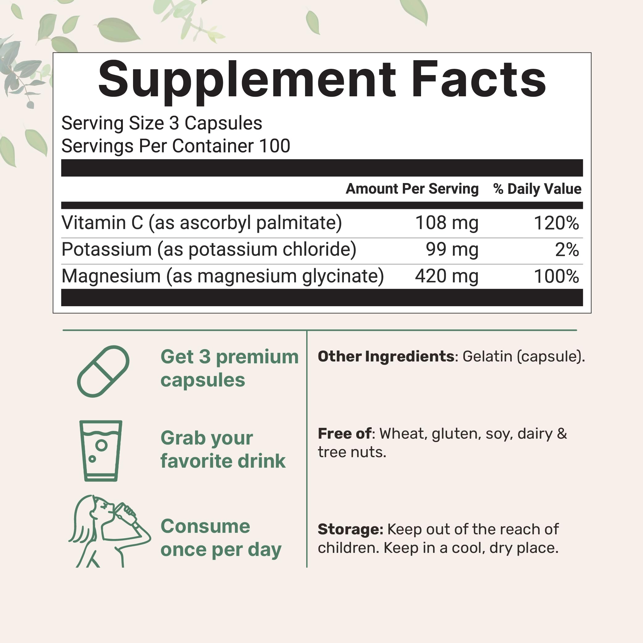 Side view of Micro Ingredients electrolyte complex capsules indicating supplement facts and ingredient clean profile labels