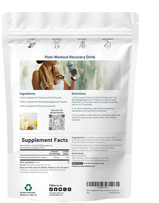 Micro Ingredients pure electrolyte supplement bag showcasing clean non-GMO label details.