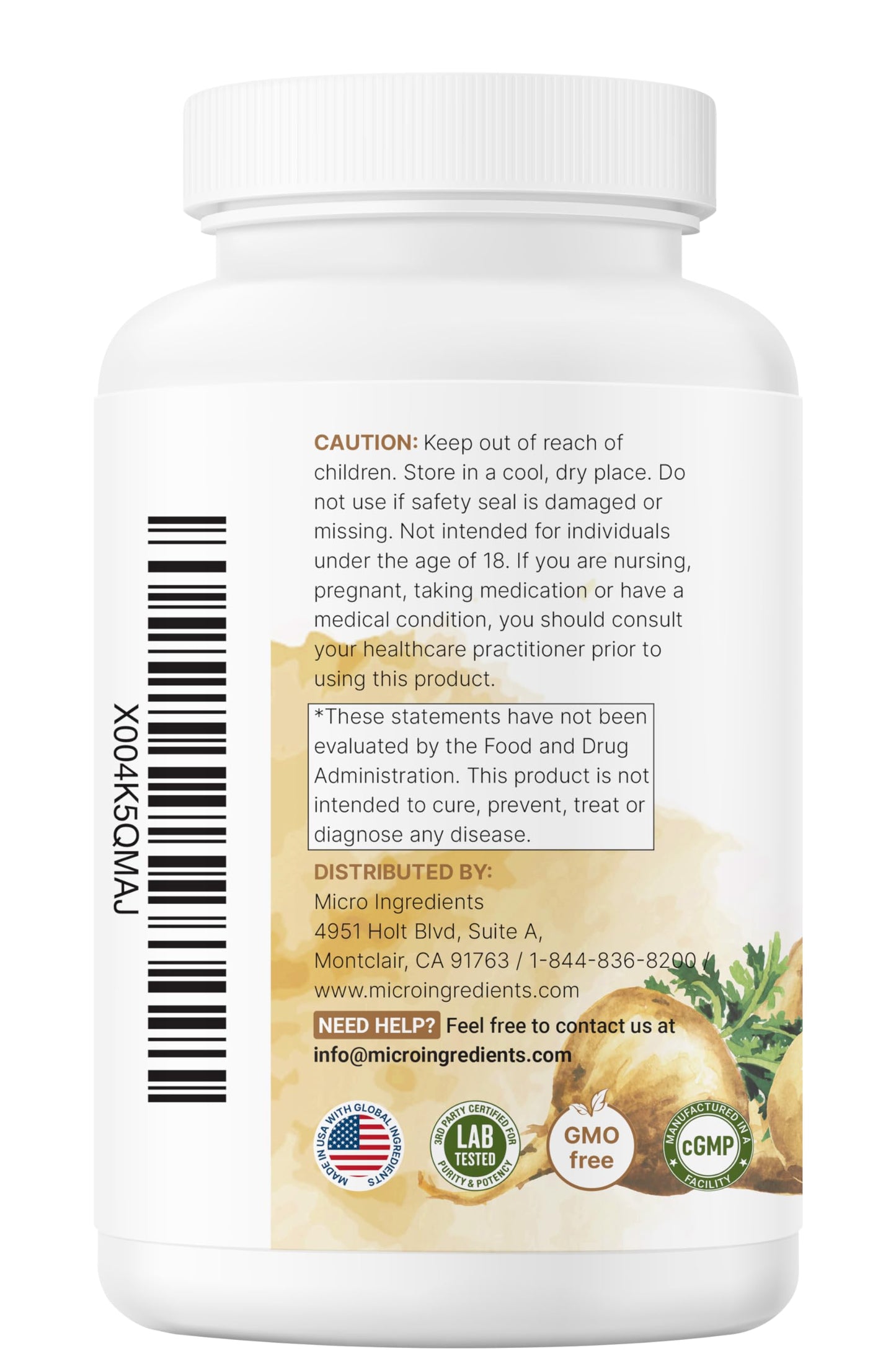 Micro Ingredients Maca Root 5000mg complex cap and bottle