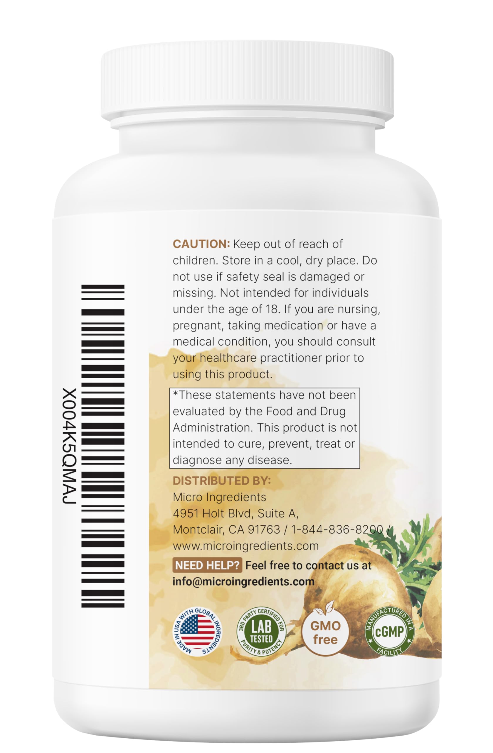 Micro Ingredients Maca Root 5000mg complex cap and bottle