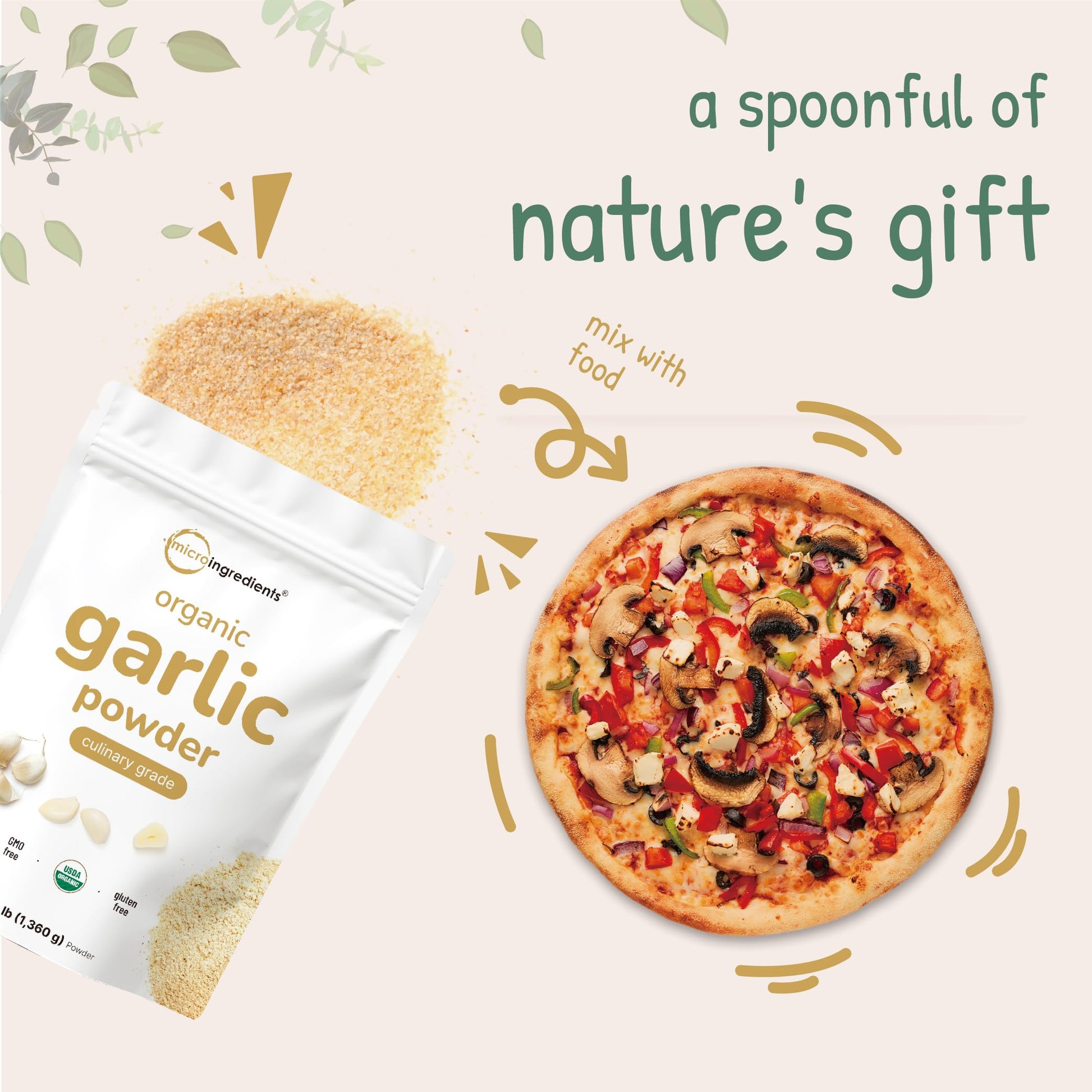 Three pound bulk garlic powder bag for pantry storage