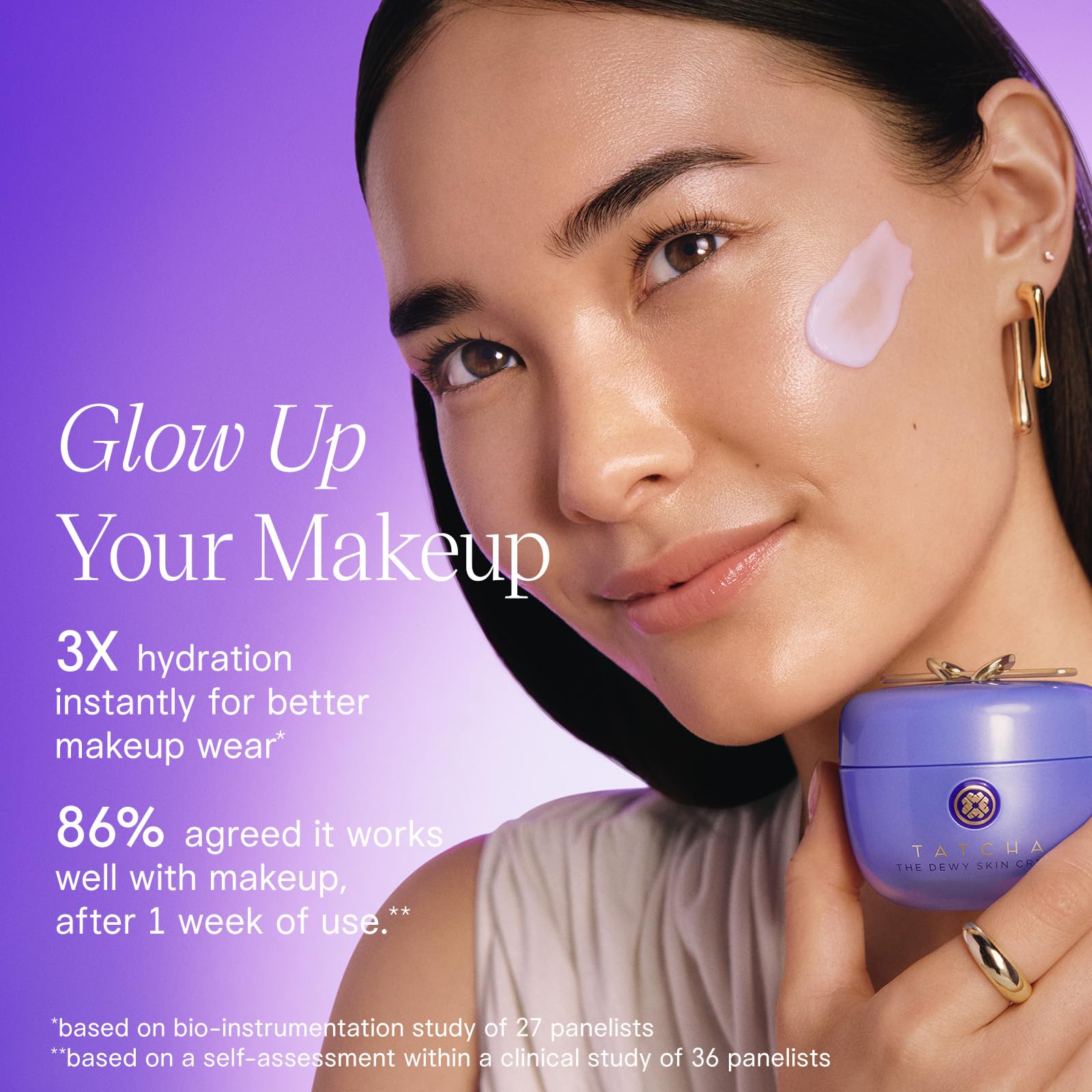 Tatcha hydrating skincare product for dry skin routine angle view