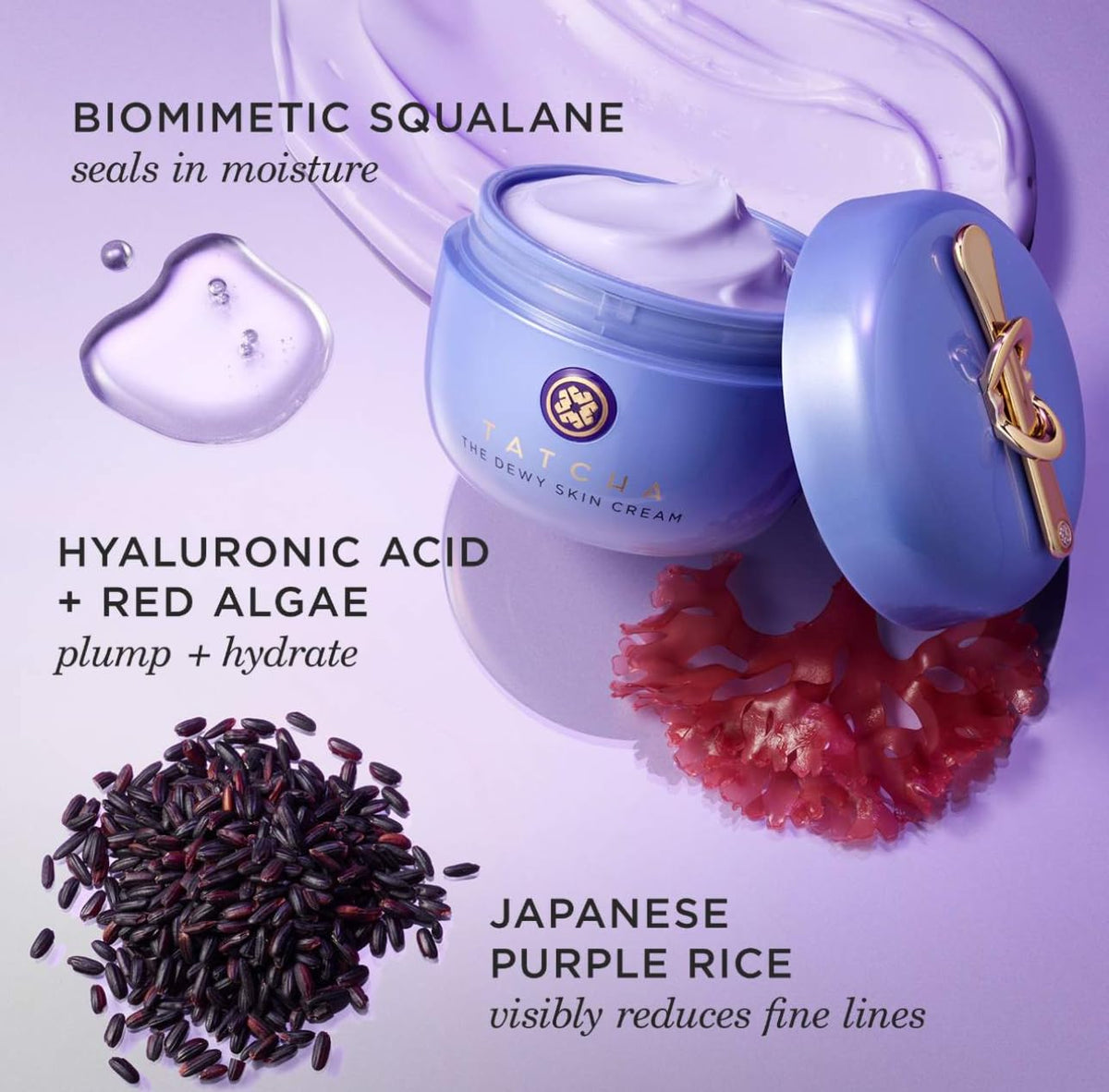 Tatcha The Dewy Skin Cream side profile and label