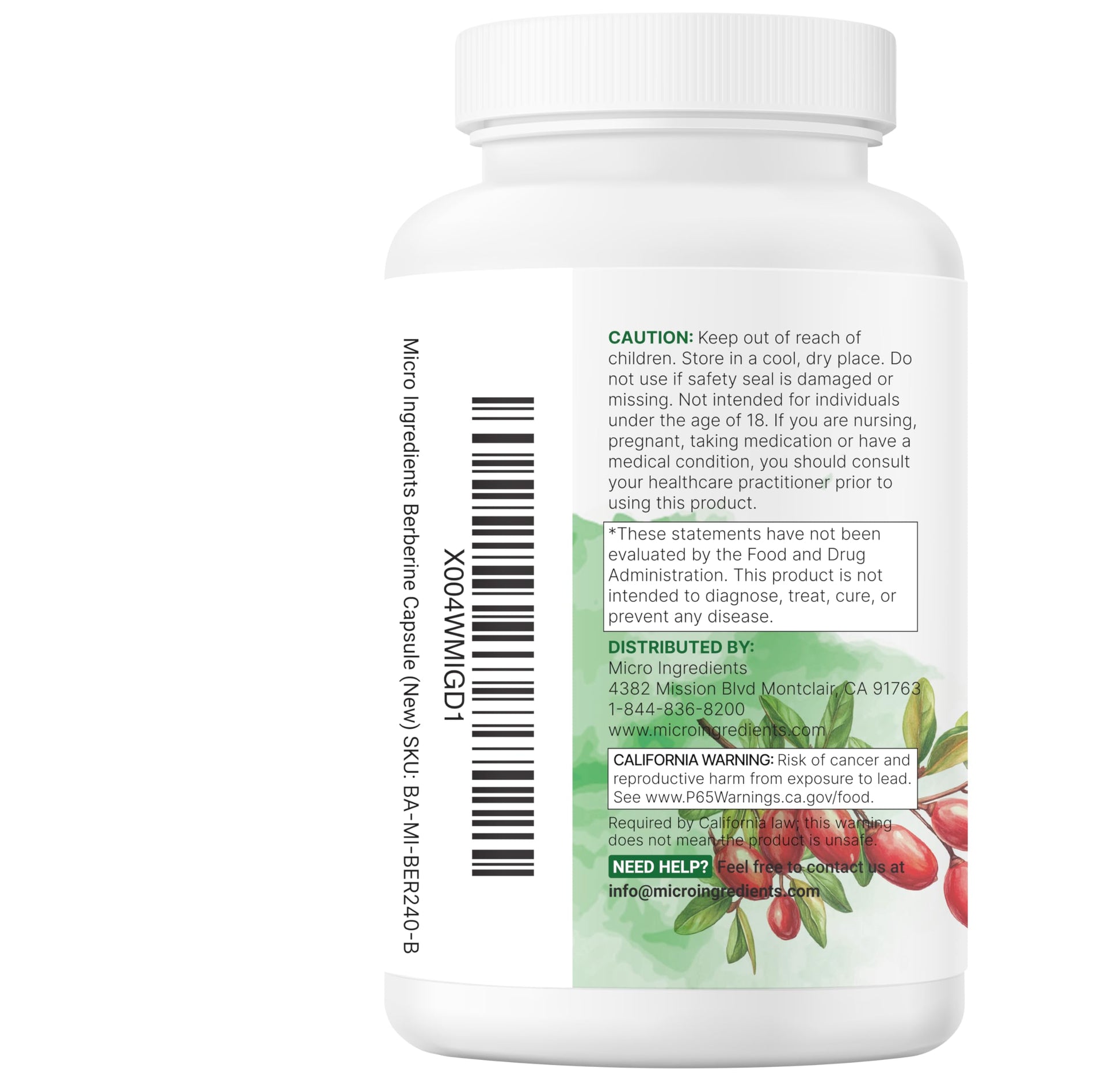 Authentic USA imported Micro Ingredients Berberine 240 count bottle