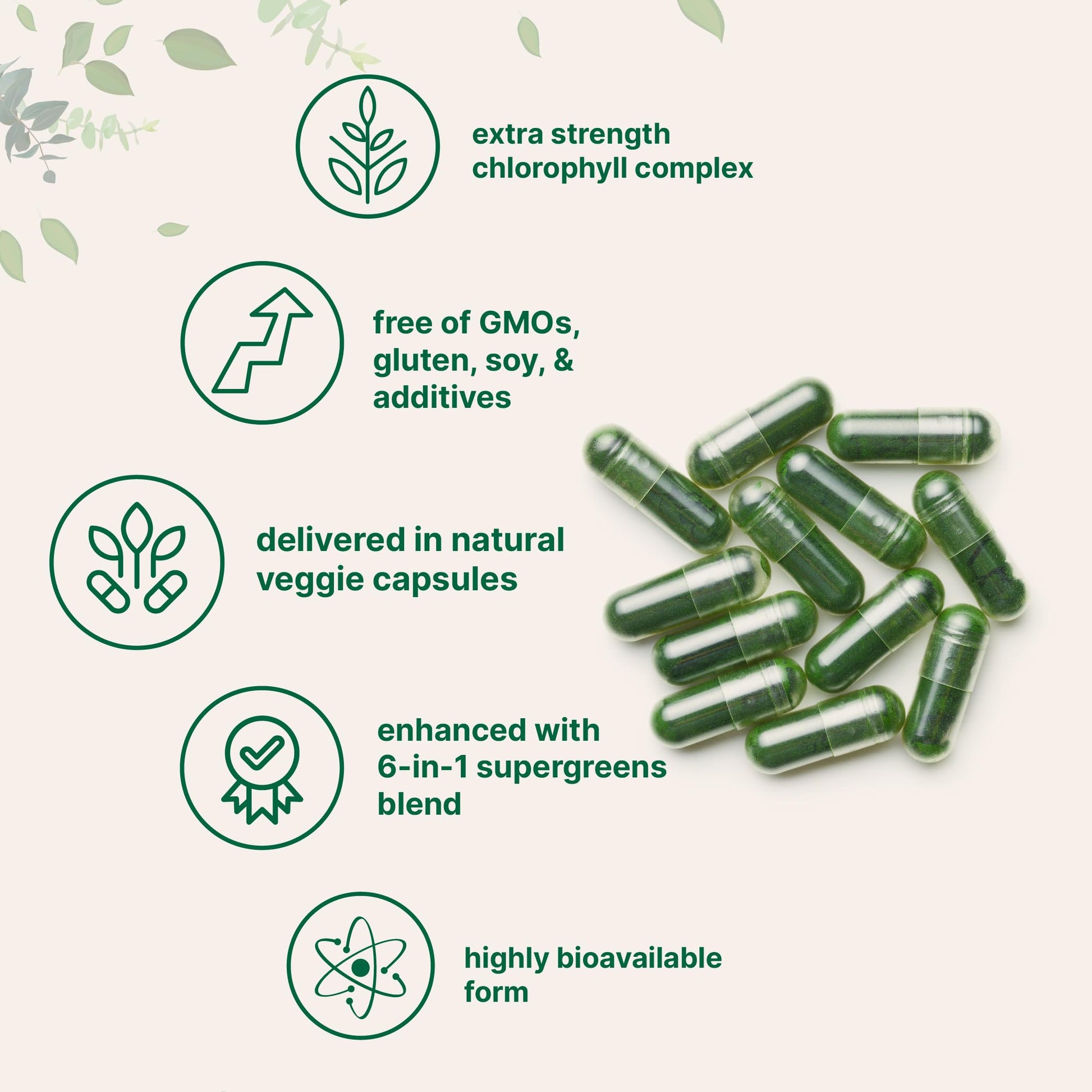 Micro Ingredients internal deodorant capsules with moringa and spirulina details