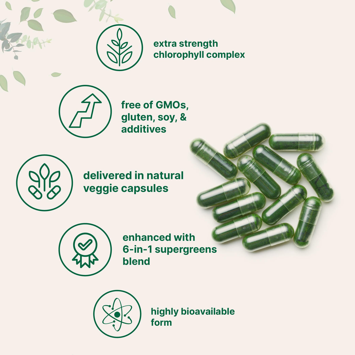 Micro Ingredients internal deodorant capsules with moringa and spirulina details