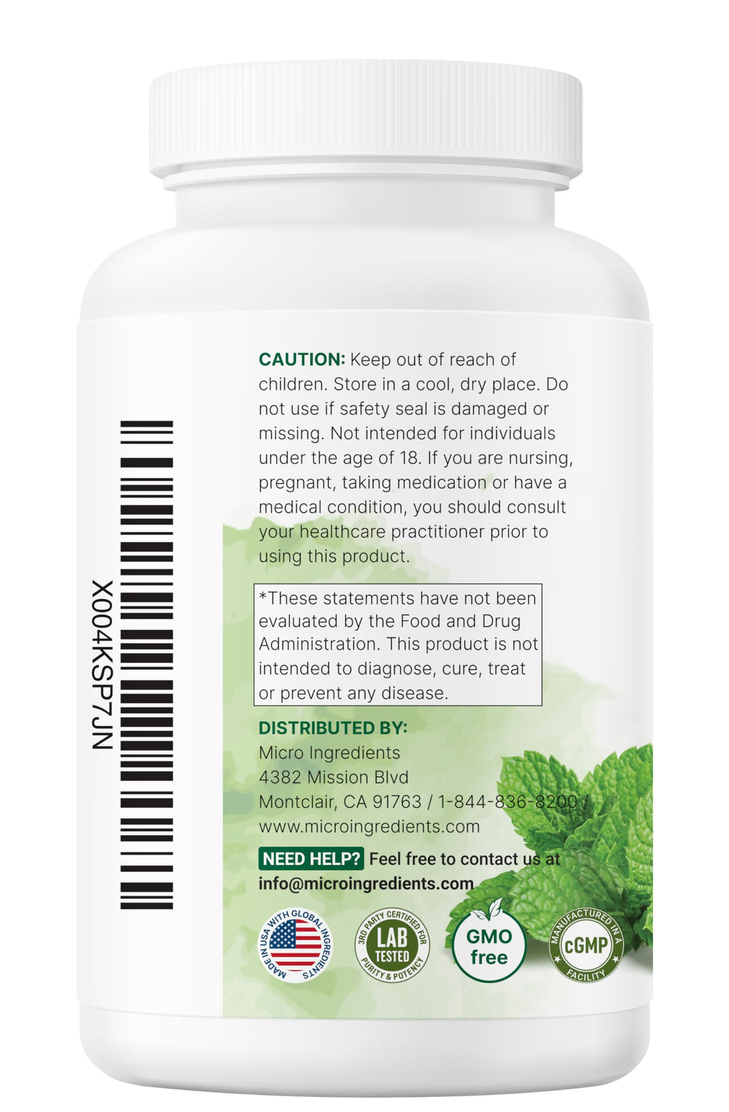 Micro Ingredients premium antioxidant rich greens formula packaging back view
