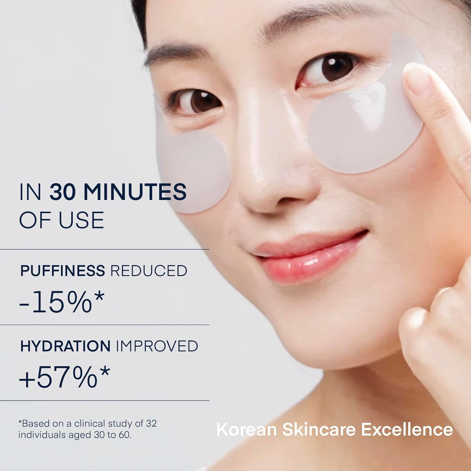 Korean hydrogel eye masks container open with spatula showing the cooling caffeine patches