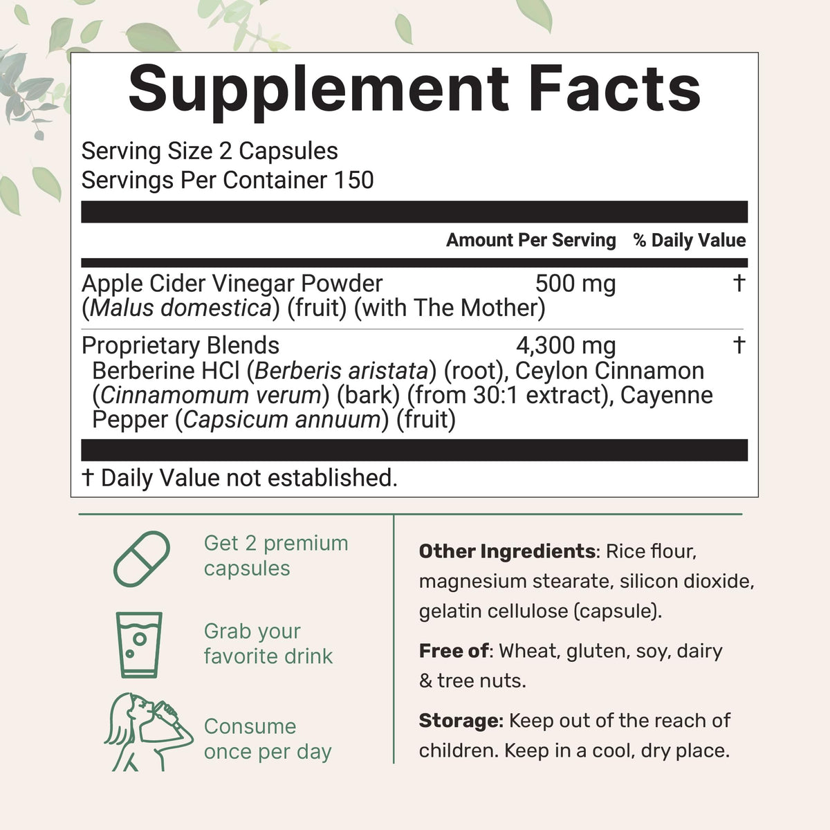 Micro Ingredients ACV with the mother supplement bottle showing nutritional facts and ingredients list.