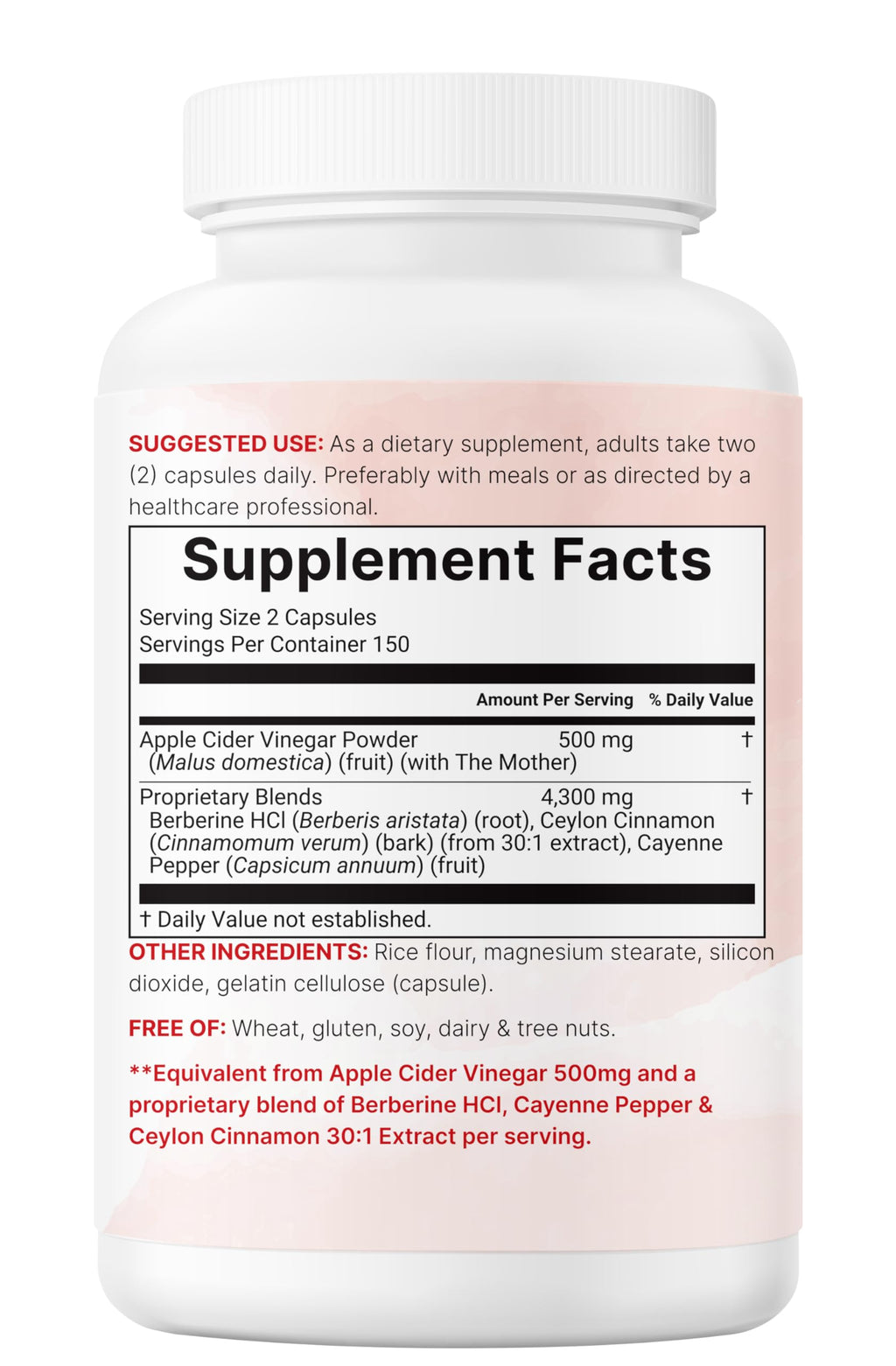 Close up of the high potency apple cider vinegar complex capsules for daily wellness.