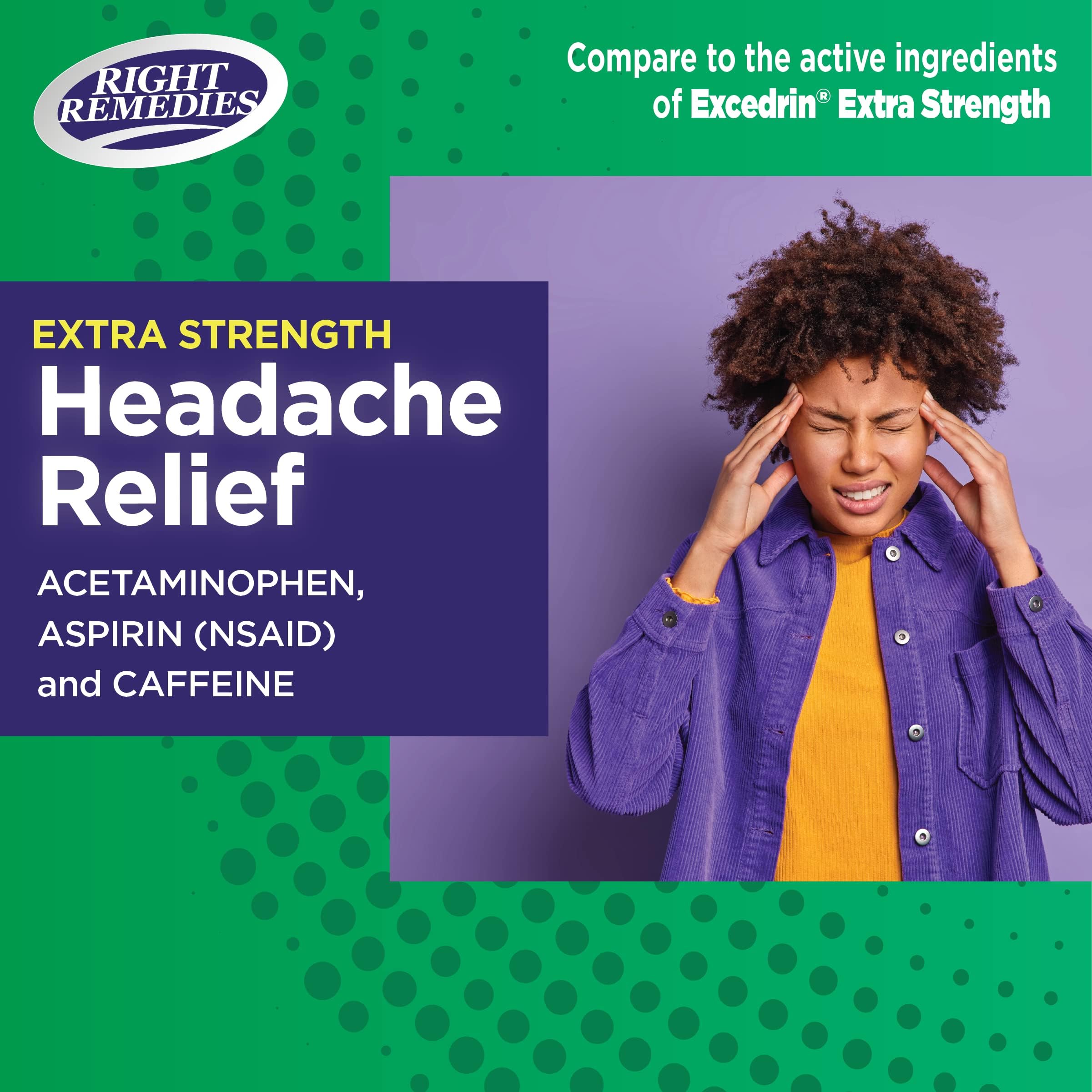 Right Remedies 300 caplets bottle side view showing ingredients