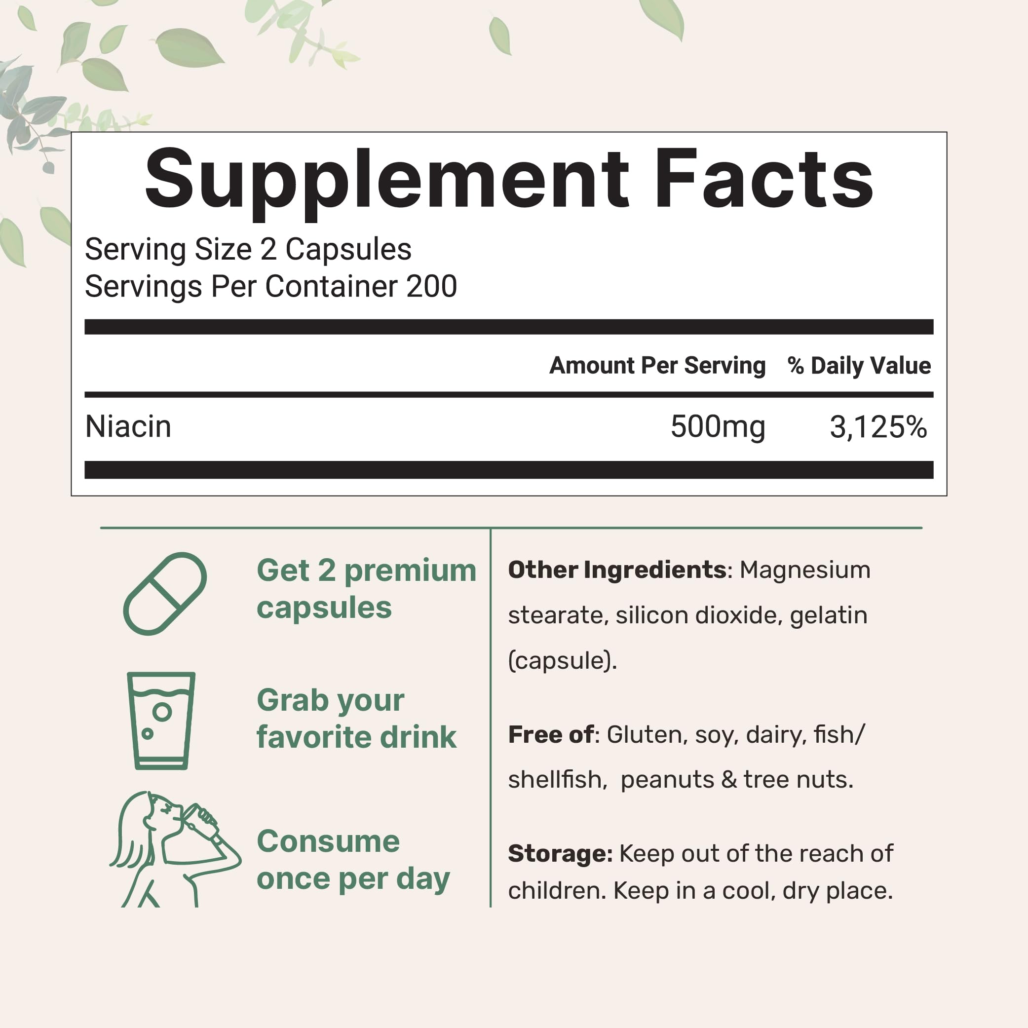 Micro Ingredients Vitamin B3 supplement bottle nutritional label