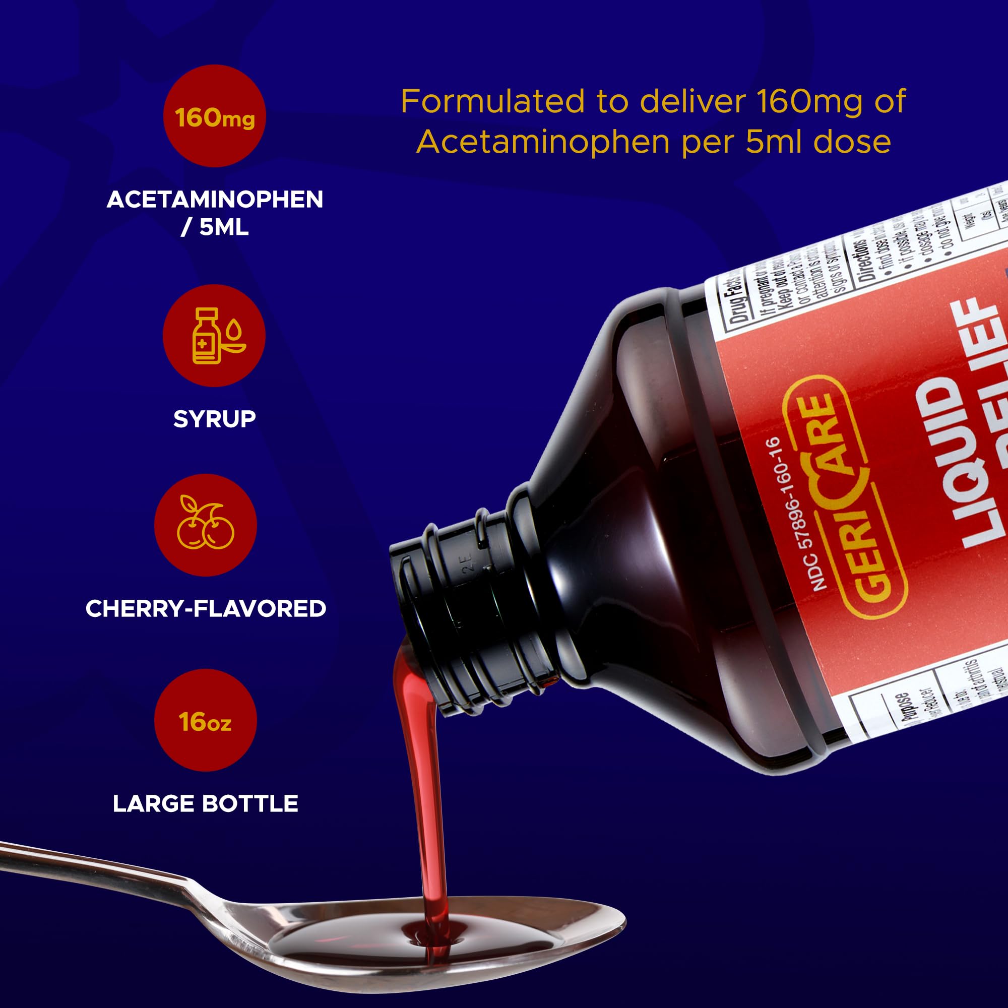 Gericare liquid acetaminophen 160mg per 5ml label