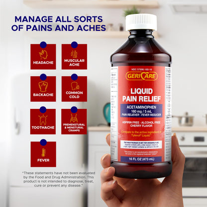 Gericare fever reducer and pain reliever bottle back side