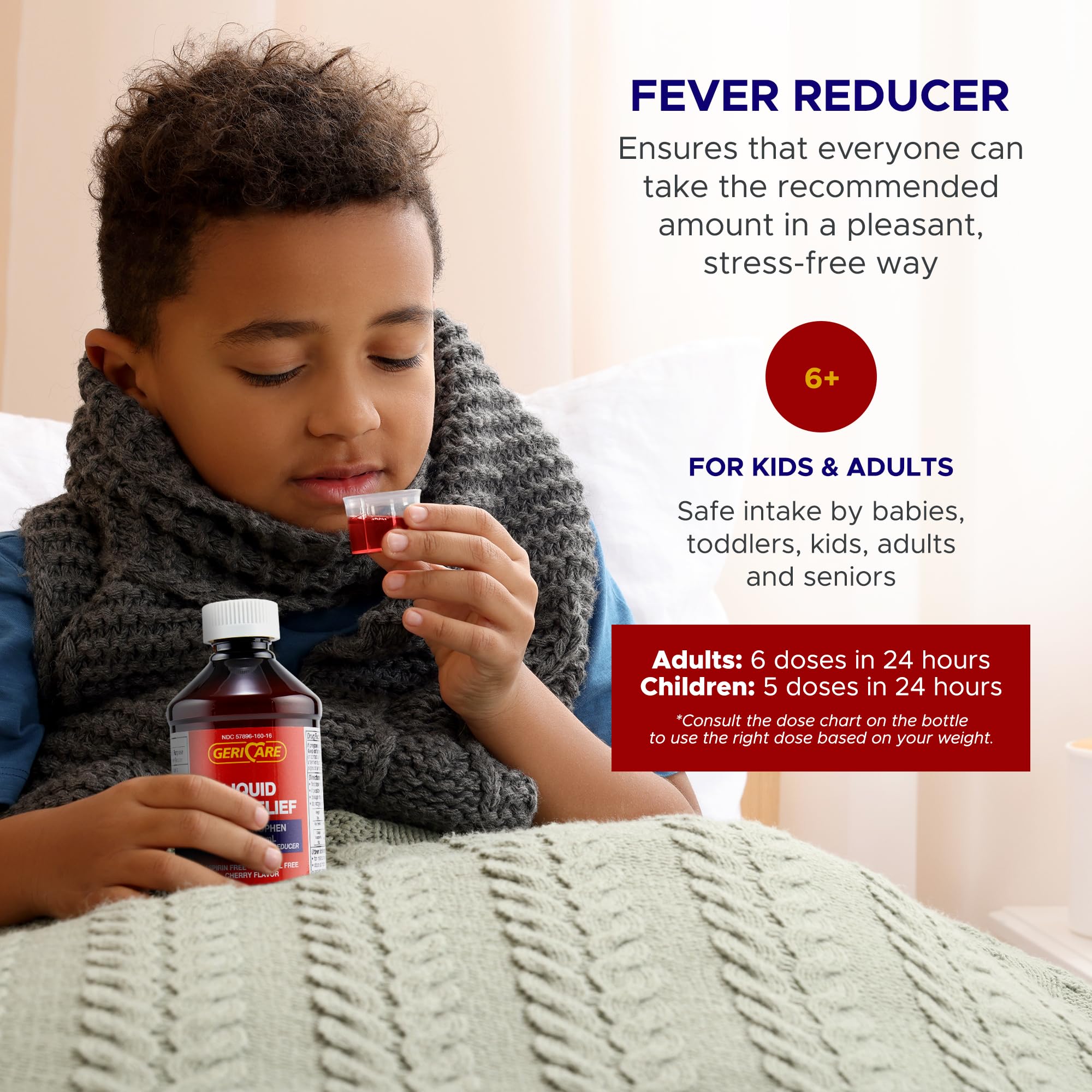 Close up of GeriCare liquid medicine dosage details