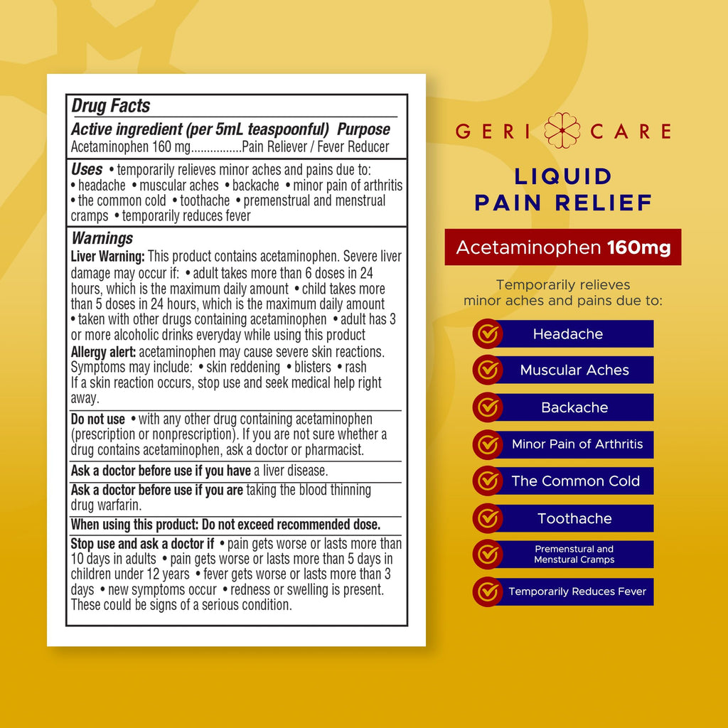 Gericare liquid acetaminophen for adults and children