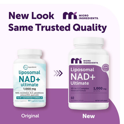 Micro Ingredients Liposomal NAD Plus 1000mg supplement facts label