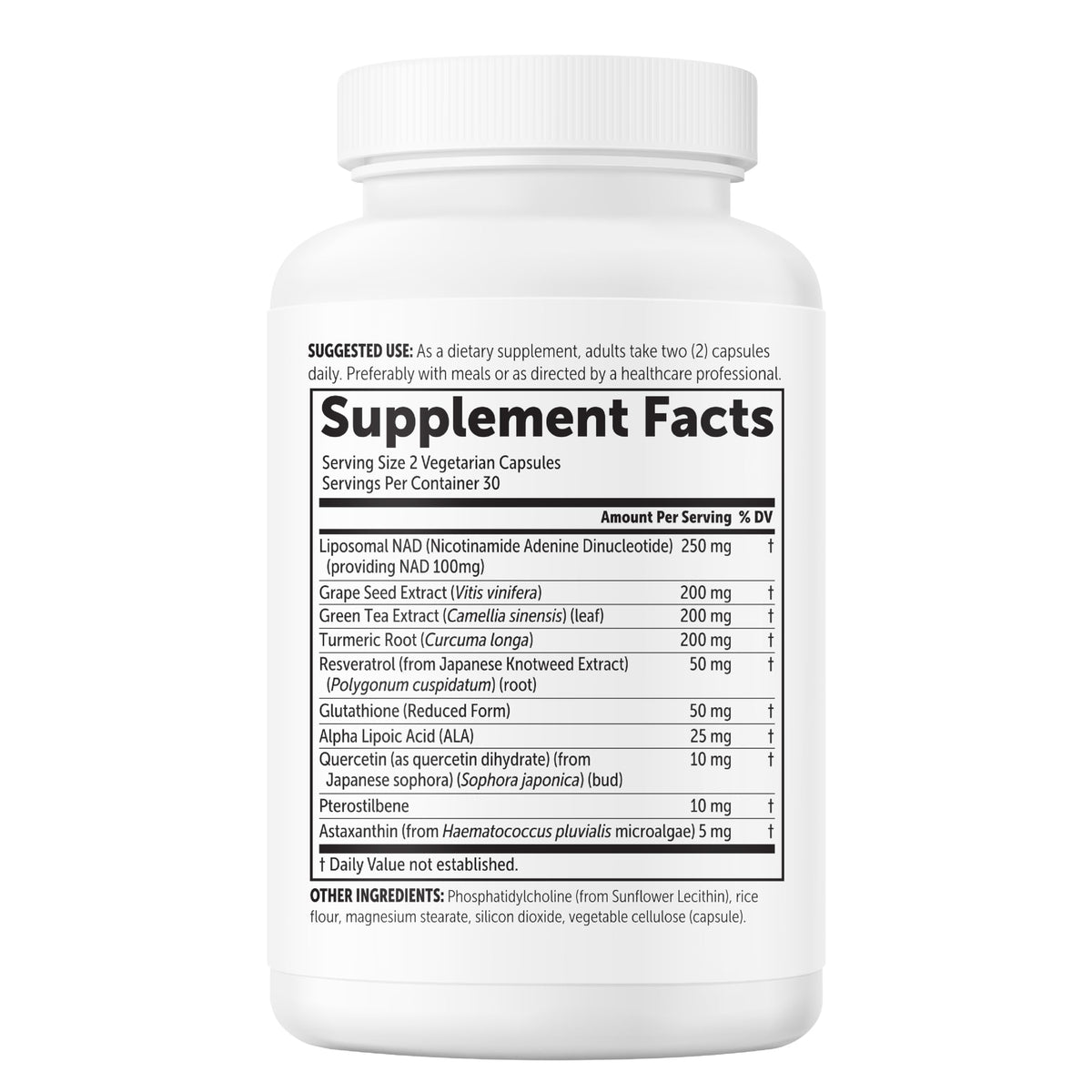 Micro Ingredients Liposomal NAD Plus 60 count supplement bottle close up