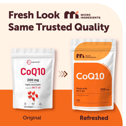 Micro Ingredients CoQ10 ubiquinone with coconut MCT oil supplement facts label details