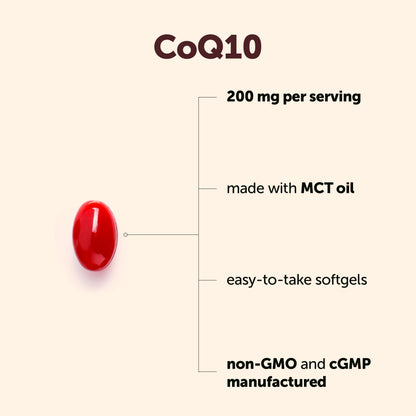High absorption Coenzyme Q10 softgels with non GMO gluten free labels