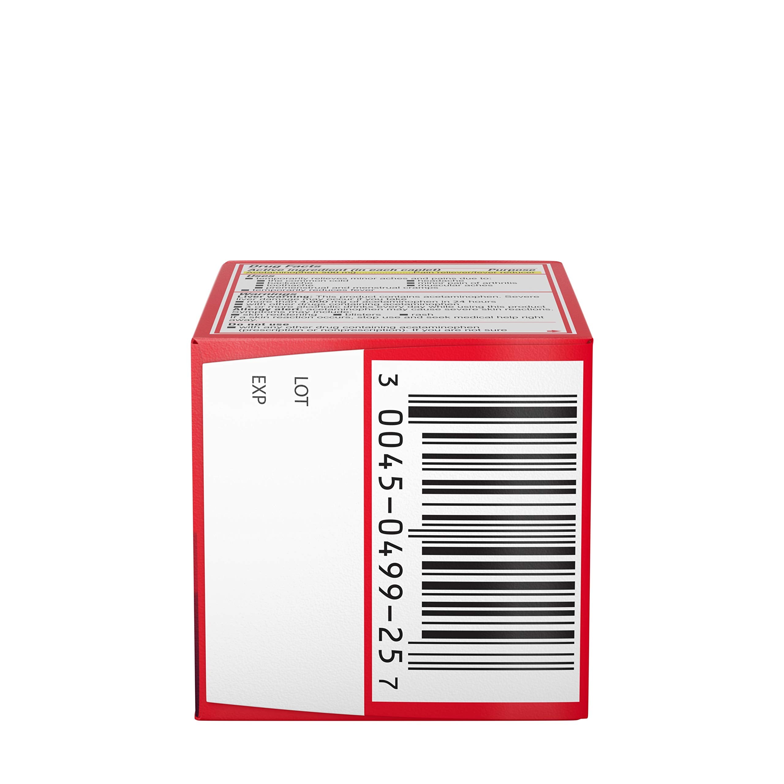 Tylenol 500mg pain reliever tablets close up
