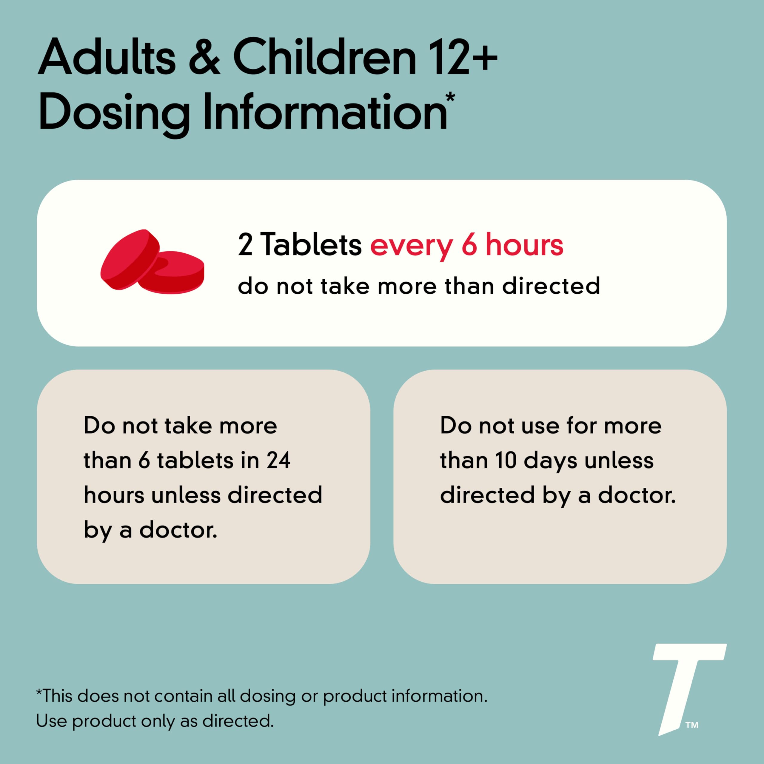 Tylenol Extra Strength dosage information label