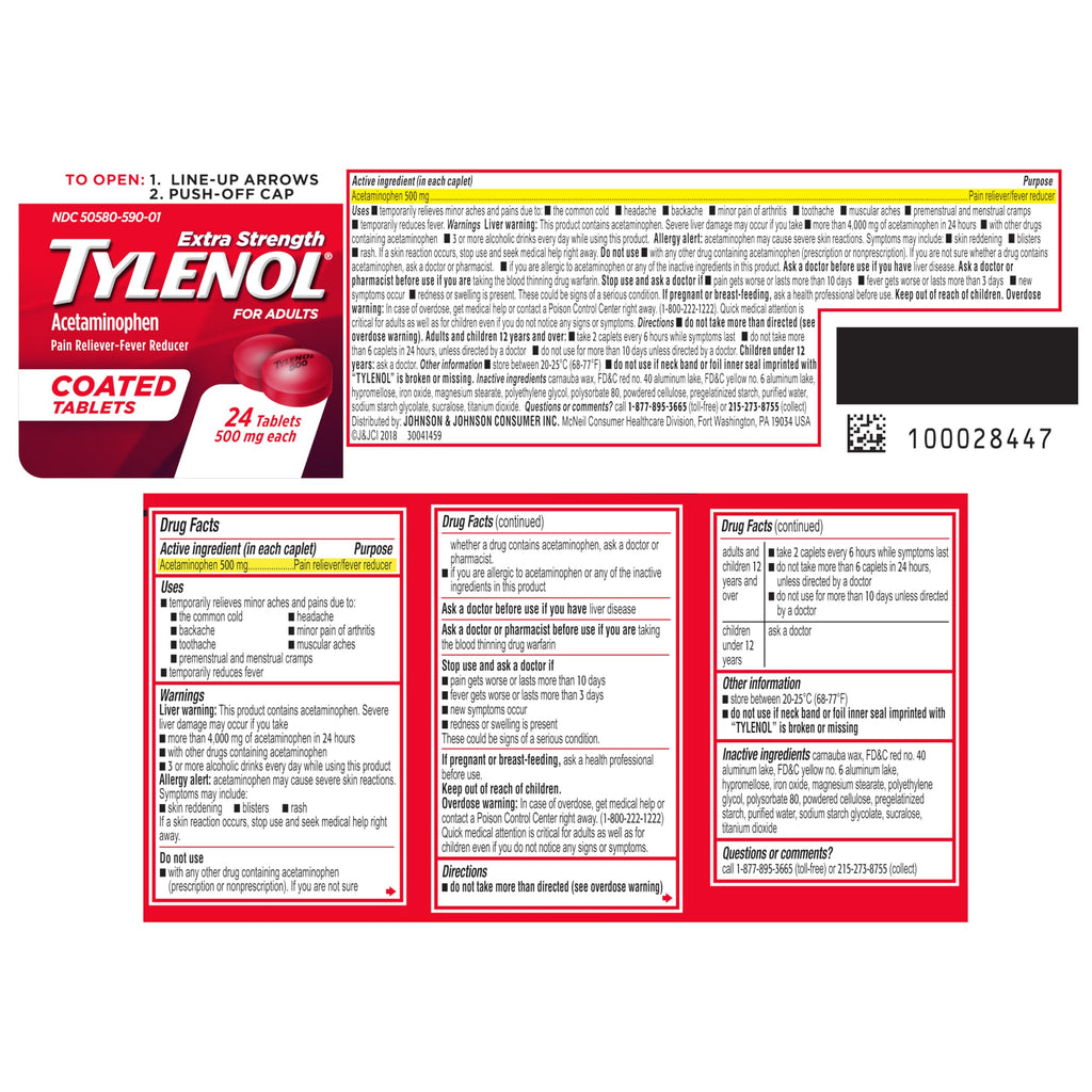 Tylenol Extra Strength coated tablets display