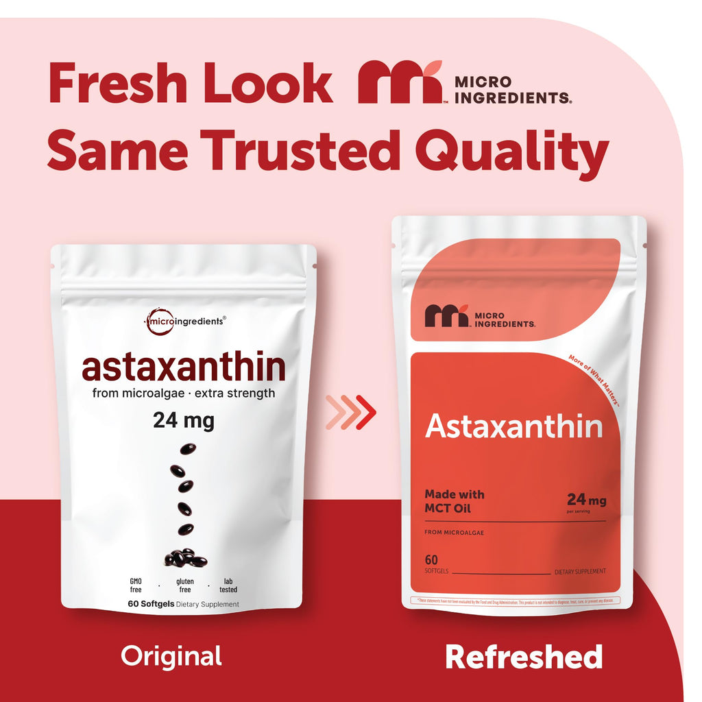 Micro Ingredients Astaxanthin softgels label details and dosage view