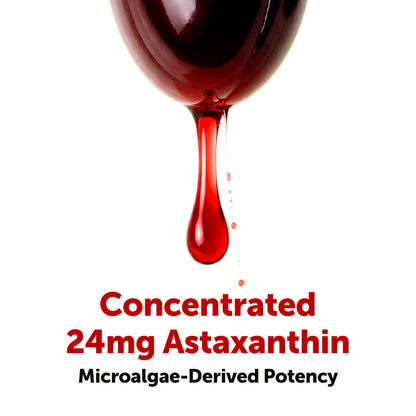 Fresh microalgae source astaxanthin dietary supplement displaying brand logo