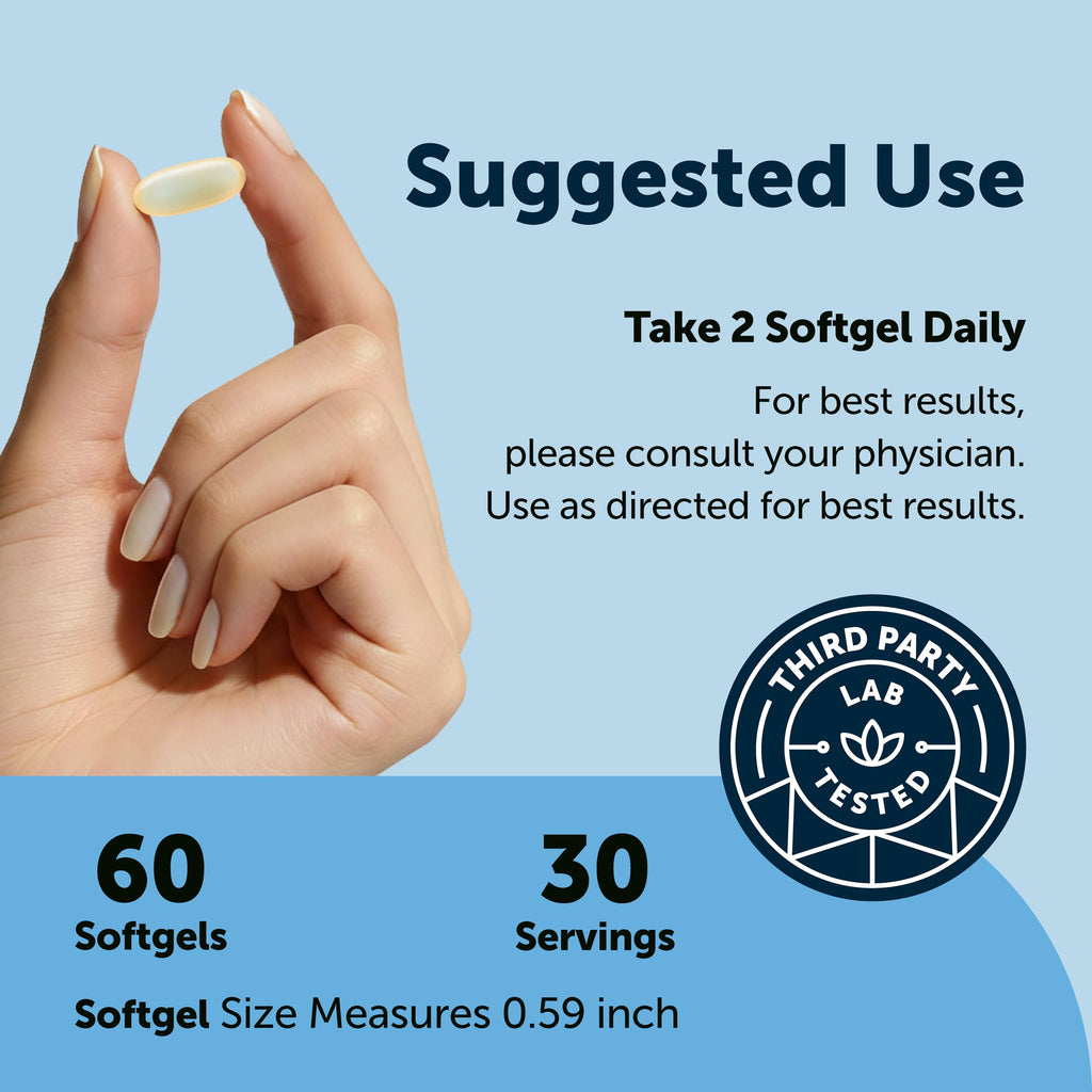 Side profile of the 60 count supplement container highlighting rTG form details