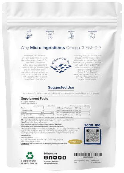 Authentic imported Micro Ingredients deep sea wild caught omega three supplement
