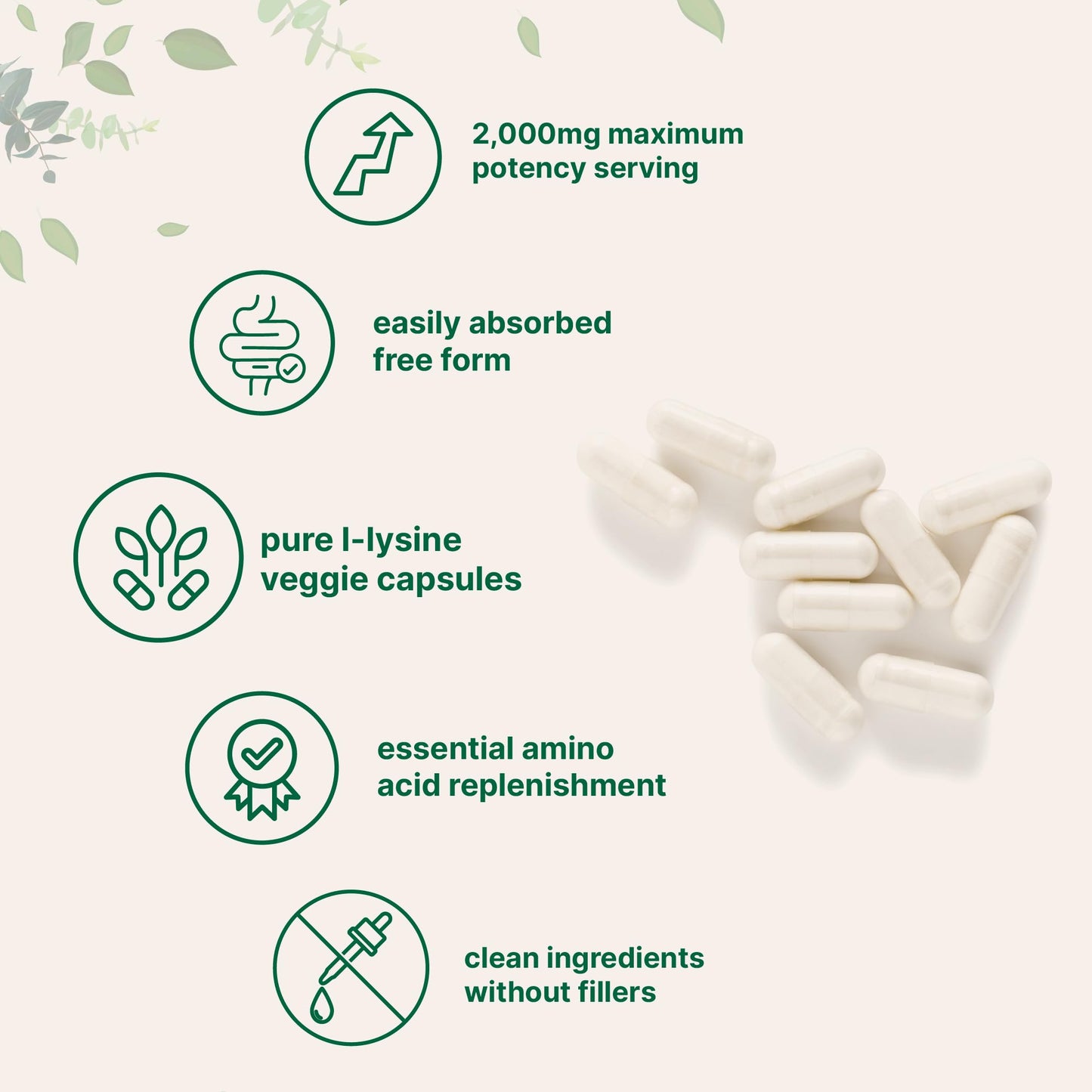 Side view of Micro Ingredients L-Lysine veggie capsules bottle