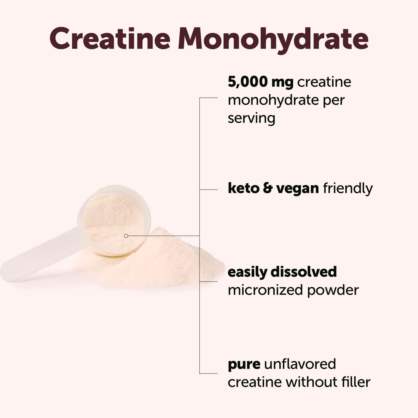 Unflavored creatine monohydrate powder texture close up