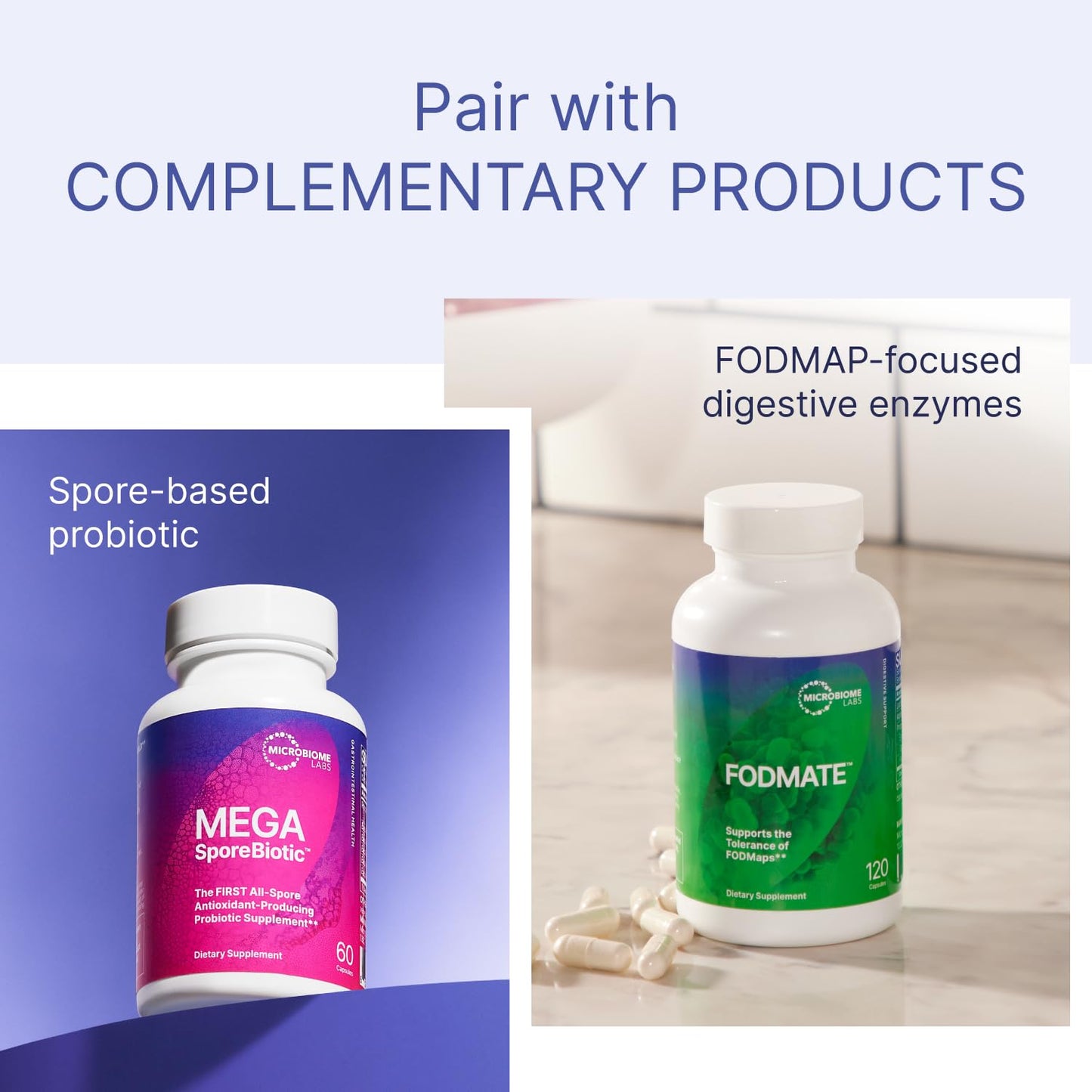 Microbiome Labs MegaGuard tri-botanical formula container top cap and safety seal close up