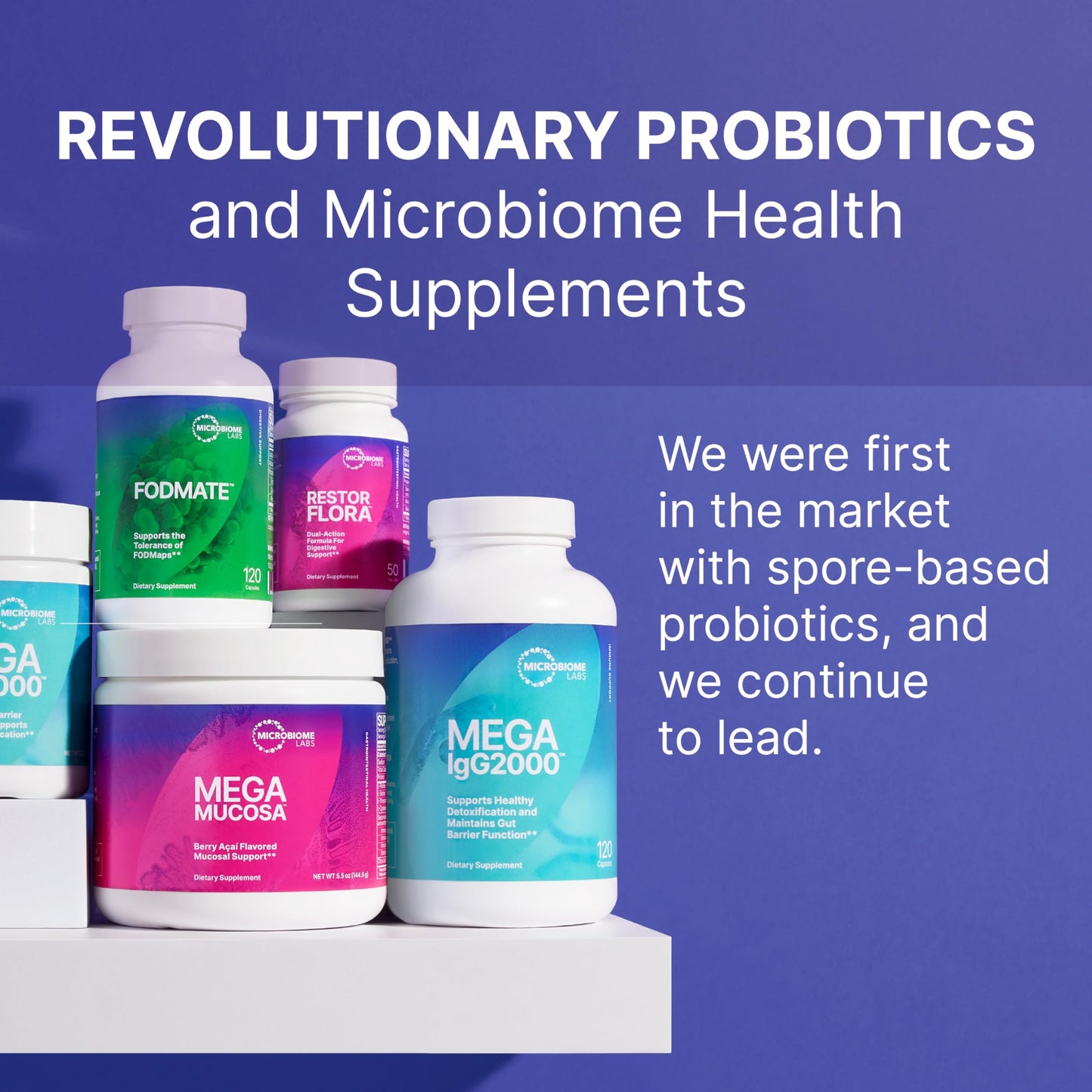 Microbiome Labs MegaGuard advanced stomach soothing supplement packaging text detail