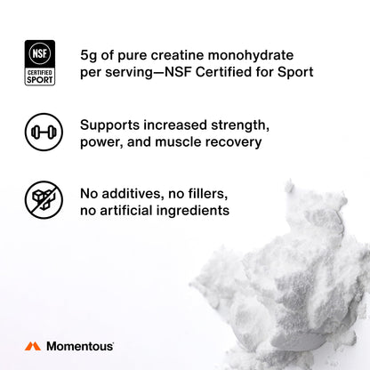 Momentous Creatine Monohydrate Creapure supplement label details