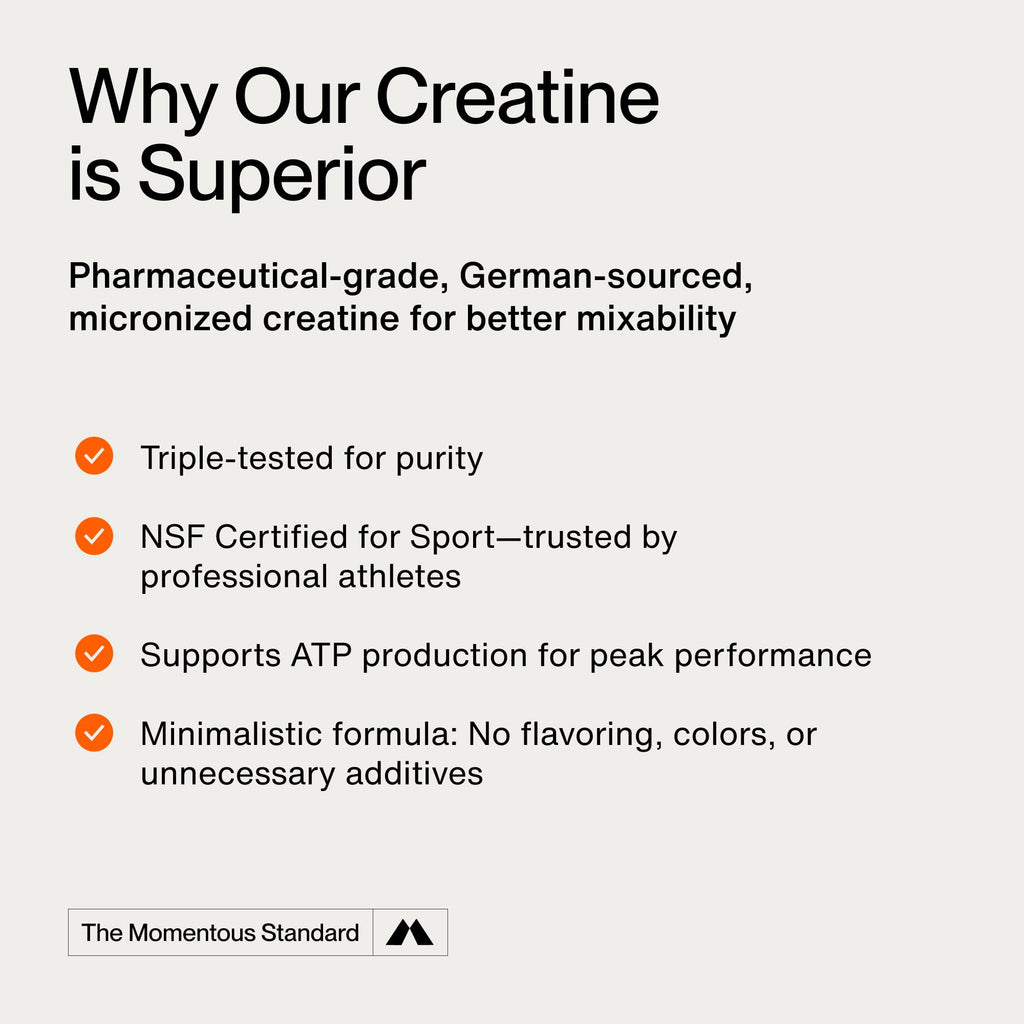 Momentous Creatine Monohydrate Powder serving size scoop view