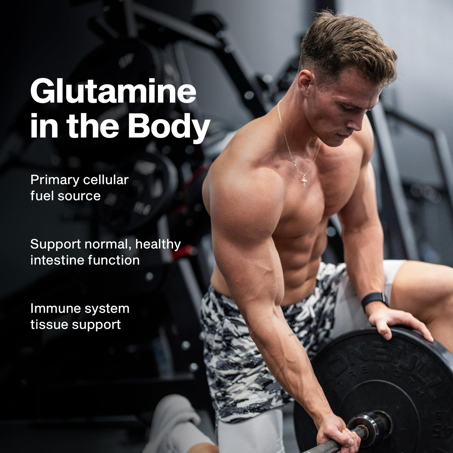 MuscleTech 100 Percent Glutamine 300 gram container side profile