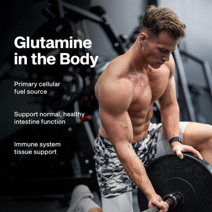 MuscleTech 100 Percent Glutamine 300 gram container side profile