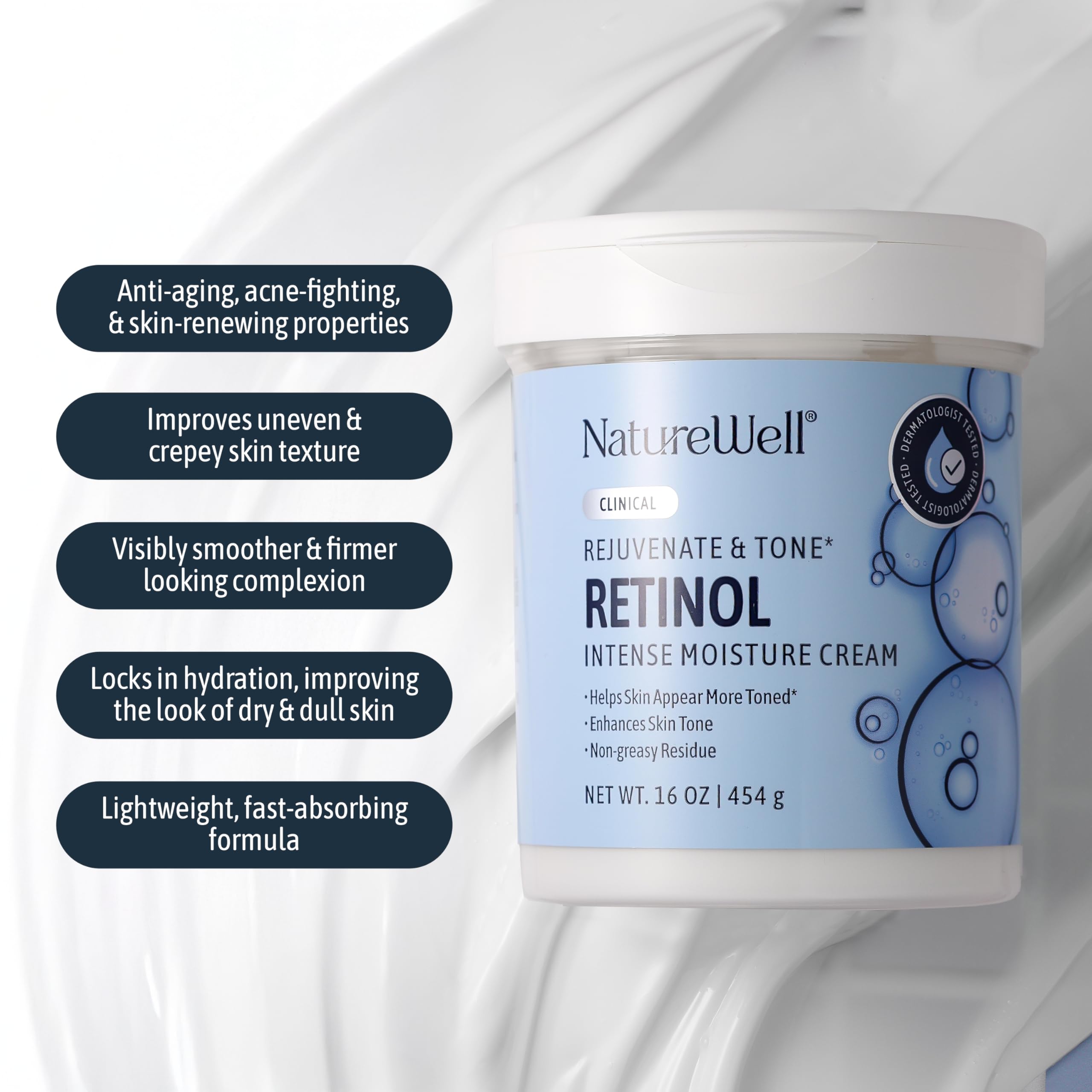 Nature Well anti aging firming cream product packaging displaying the micro encapsulated ingredient label