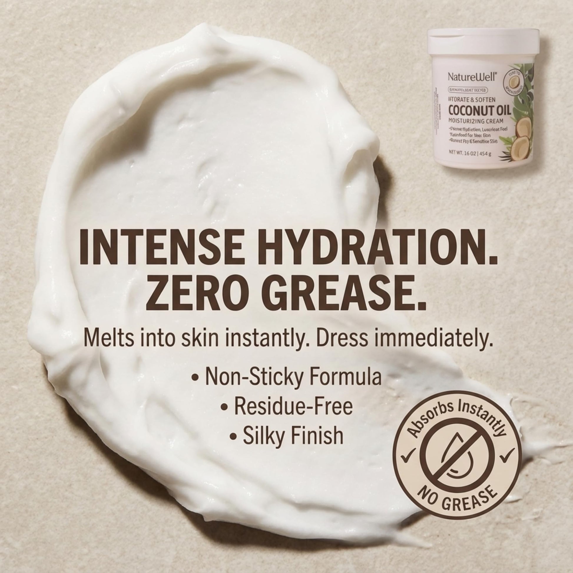 NATURE WELL extra virgin coconut oil cream for dry and sensitive skin barrier repair