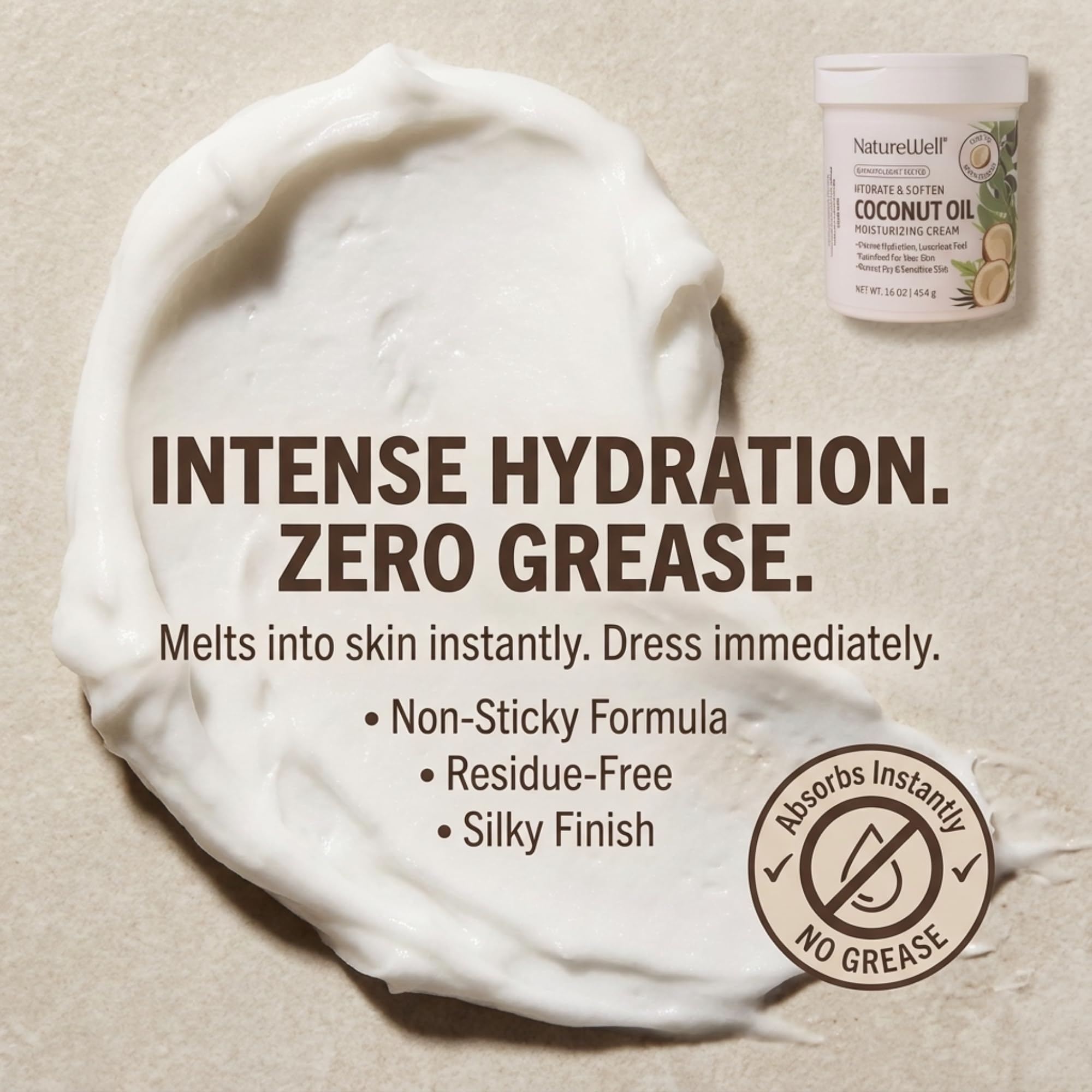 NATURE WELL extra virgin coconut oil cream for dry and sensitive skin barrier repair