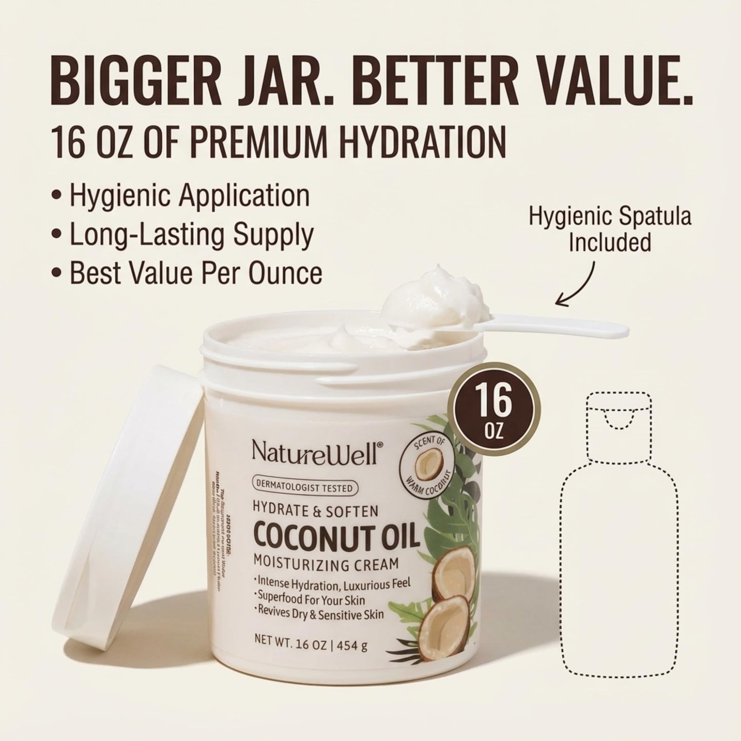 NATURE WELL spa quality coconut superfood cream open lid product view