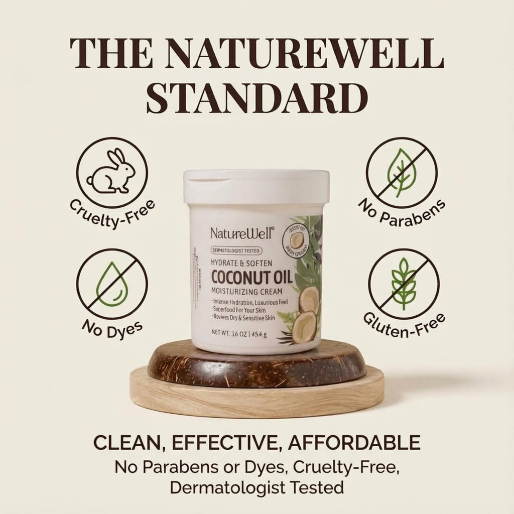 Nature Well extra virgin coconut oil cream lifestyle view