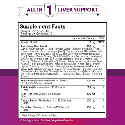 Authentic New Age liver care capsules showing full directions and supplement facts.